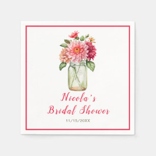 Pink Dahlias Mason Jar Brautparty Serviette