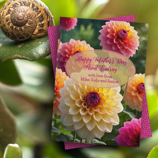 Pink Dahlias Simple Greeting Mothers Day Card Einladung (Von Creator hochgeladen)