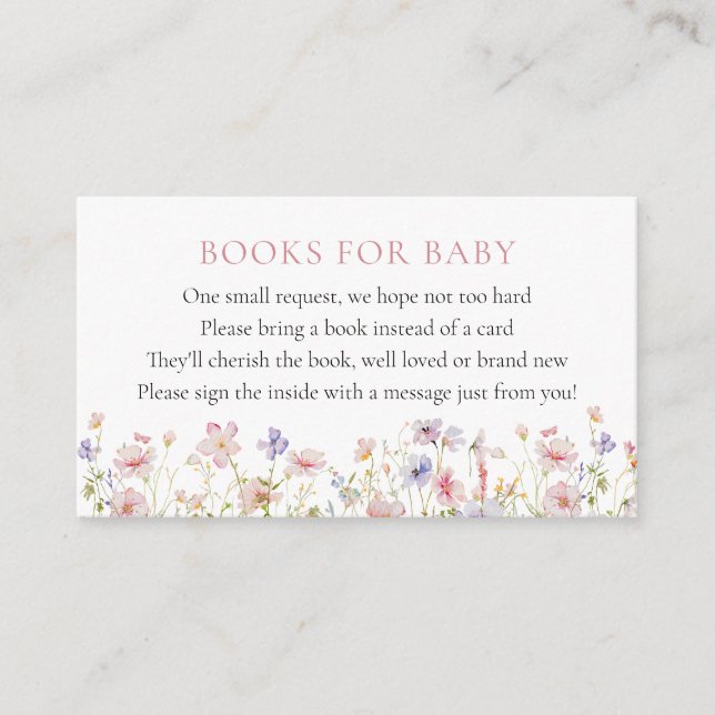Pink Dainty Blume Bücher für die Babyverpackungska Begleitkarte (Vorderseite)