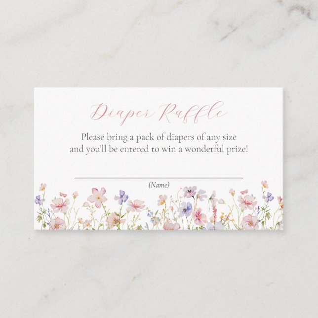 Pink Dainty Blume Diaper Raffle Umschließkarte Begleitkarte (Vorderseite)