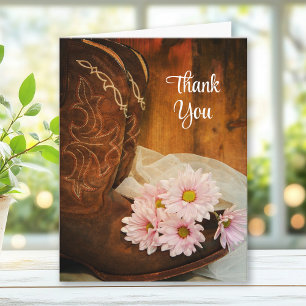 Pink Daisies and Cowboy Boots Western Vielen Dank Dankeskarte