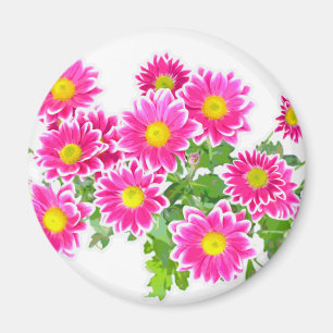 Pink Daisies / Asters Bouquet + Ihre Ideen Magnet