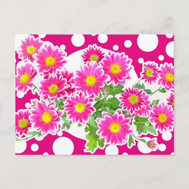 Pink Daisies / Asters Bouquet + Ihre Ideen Postkarte (Vorderseite)