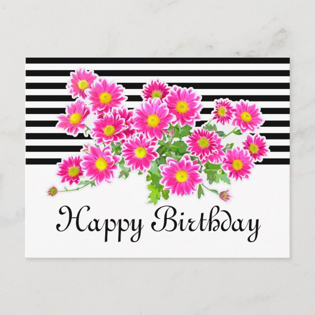 Pink Daisies / Asters Bouquet + your ideas Postkarte (Vorderseite)