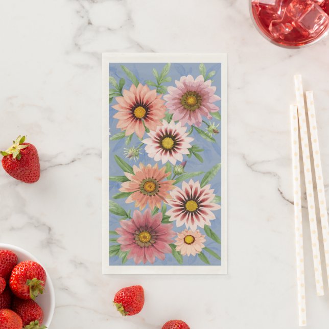 Pink Daisies Blumendesign Botanische Kunst Serviette (Beispiel)