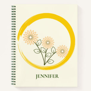 Pink Daisies Custom Minimalistic Spiral Notebook Notizbuch
