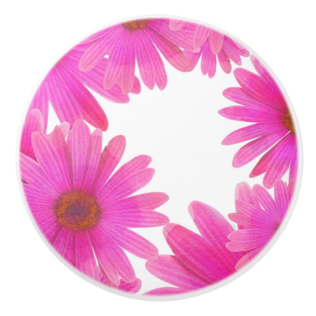 Pink Daisies Floral Daisy Elegante Land Rustikal Keramikknauf (Vorderseite)