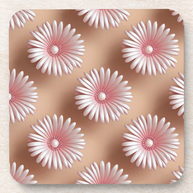 Pink Daisies Plastic Untersetzer Set (Vorderseite)