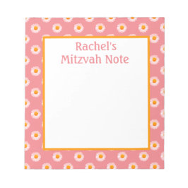 Pink Daisies Retro Mitzvah Note Girls Notepad Notizblock