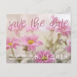 Pink Daisies Save the Date Card Romantische Blume Ankündigungspostkarte