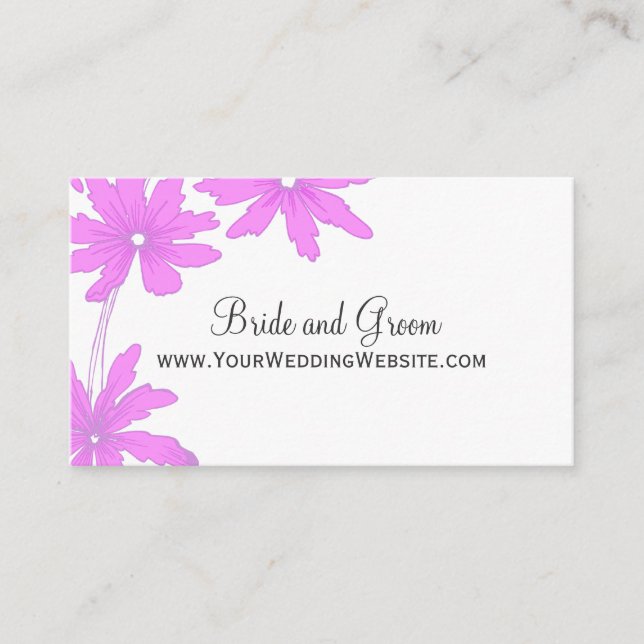 Pink Daisies Wedding Website Card Begleitkarte (Vorderseite)