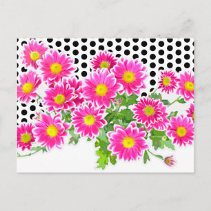 Pink Daisis / Asters Bouquet & Dots + Ihre Idee Postkarte