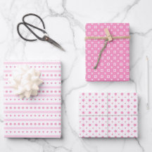 Pink Daisis, Dots and Hearts Wrapping Paper