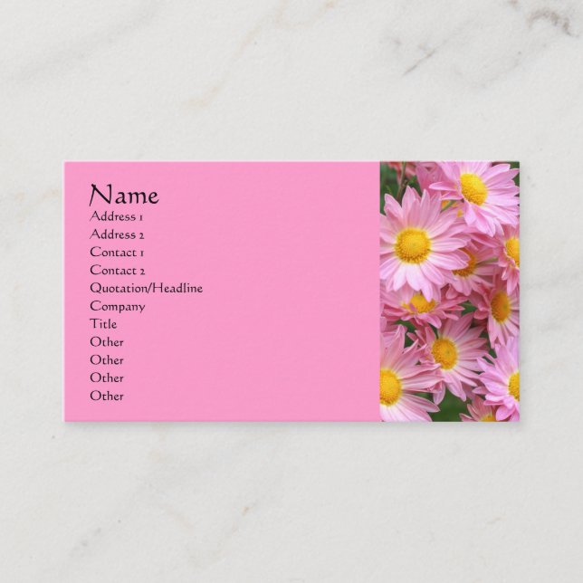 Pink Daisis Flower Fotografy Business Card Visitenkarte (Vorderseite)