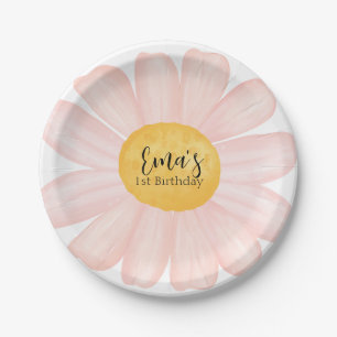 Pink Daisy 1. Geburtstag Party Pappteller