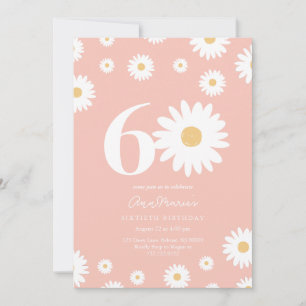 Pink Daisy 60th Birthday Invitation