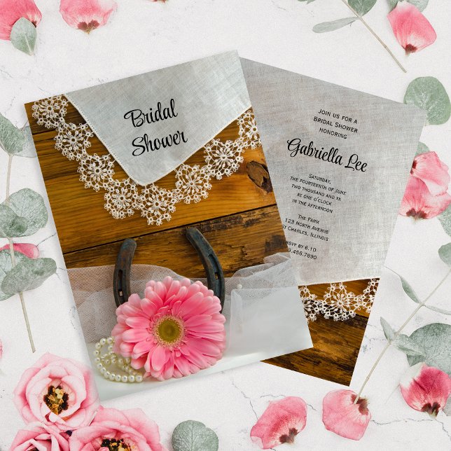 Pink Daisy and Lace Country Western Brautparty Einladung (Von Creator hochgeladen)