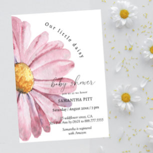 Pink daisy Aquarell Baby in Blüte Einladung