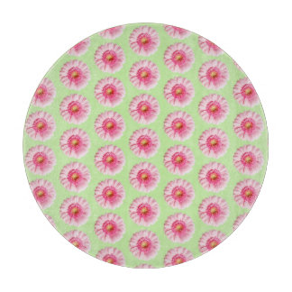 Pink Daisy auf Mint Pastel Kitchen Circle Schneidebrett