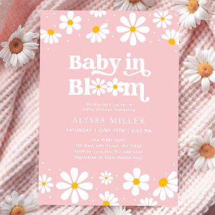 Pink Daisy Baby in Bloom Baby Dusche Einladung