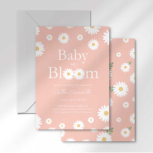 Pink Daisy Baby in Bloom Baby shower Invitation