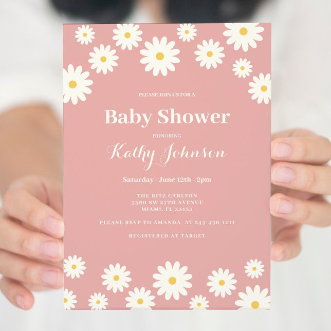 Pink Daisy Baby Shower Girl Einladung (Von Creator hochgeladen)