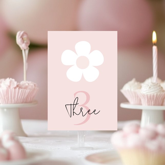 Pink Daisy Birthday - Elegantes Party Tischnummer (Von Creator hochgeladen)