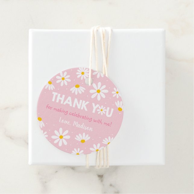 Pink Daisy Birthday Vielen Dank Geschenkanhänger (Beispiel)