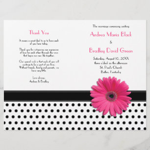 Pink Daisy Black White Polka Programme de mariage