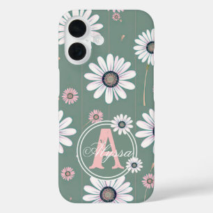 Pink Daisy Blooms: Minimalistisches Muster iPhone 16 Hülle