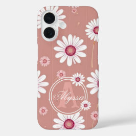 Pink Daisy Blooms: Minimalistisches Muster iPhone 16 Hülle