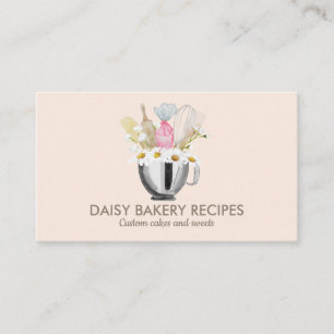 Pink Daisy Blume Bäckereiwerkzeuge Design Visitenkarte