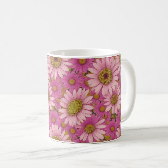 Pink Daisy Blume Kaffeetasse (VorderseiteRechts)