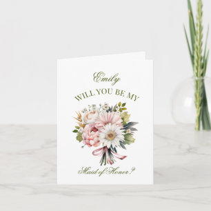 Pink Daisy Bouquet Trauzeugin Vorschlag Einladung