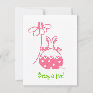 Pink Daisy Bunny Einladung zum Geburtstag