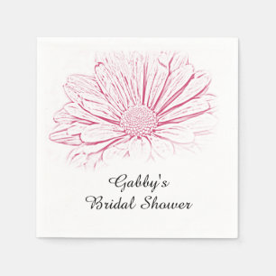 Pink Daisy Effect Floral Brautparty Serviette
