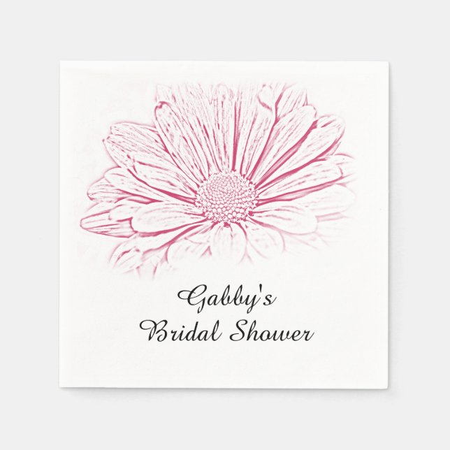 Pink Daisy Effect Floral Brautparty Serviette (Vorderseite)