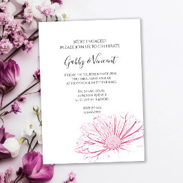 Pink Daisy Effect Floral Wedding Party Einladung