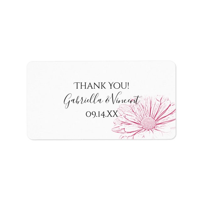 Pink Daisy Effect Wedding Vielen Dank für Ihre Unt Adressaufkleber (Vorne)