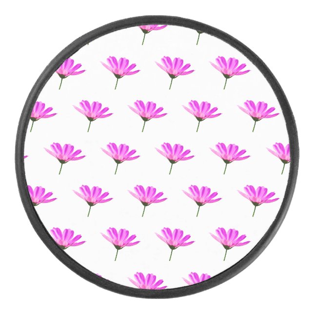 Pink Daisy Eishockey Puck (Vorderseite)