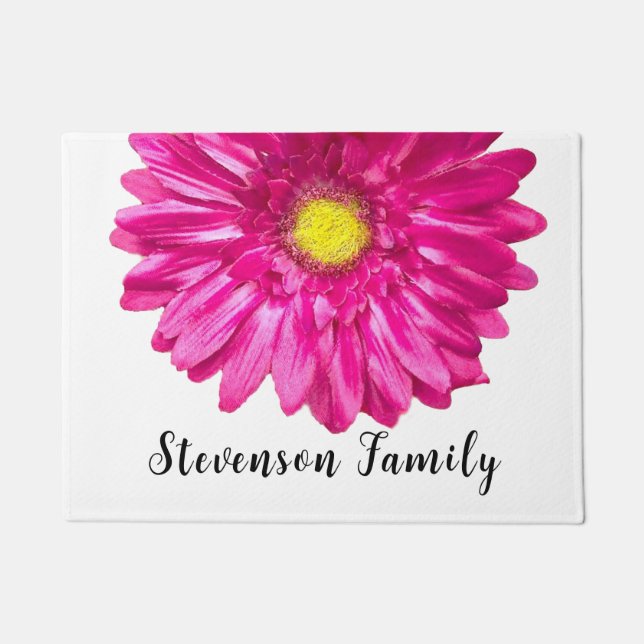 Pink Daisy Familienname Sondername Fußmatte (Vorderseite)