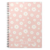Pink Daisy Floral Custom Notebook