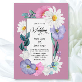 Pink Daisy Floral Wedding Einladung