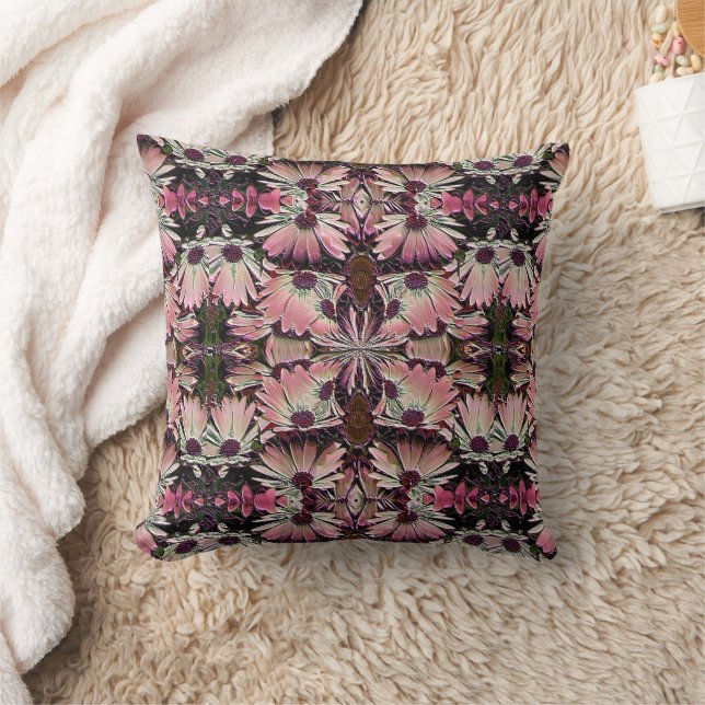 Pink Daisy Flowers Abstract Design Kissen (Decke)