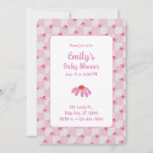 Pink Daisy for Baby Girl | Baby Shower Invitation