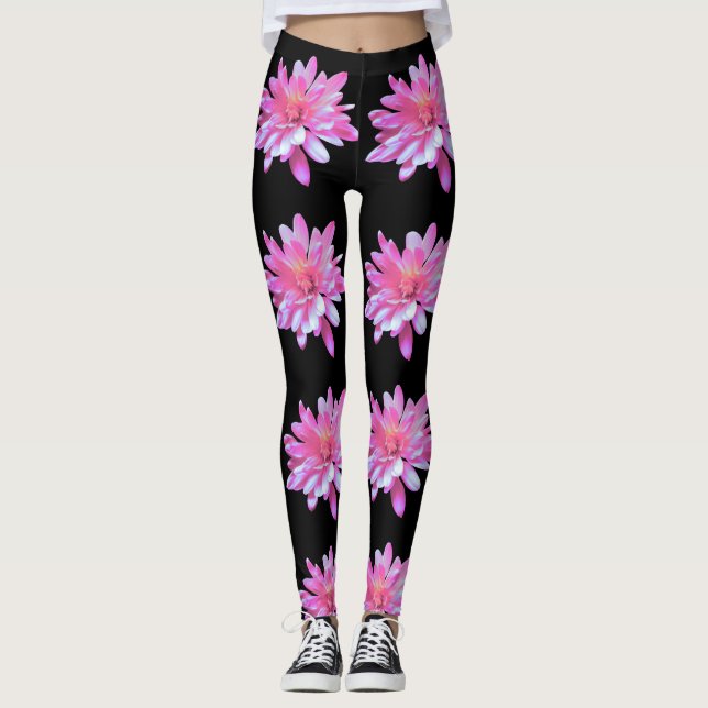 Pink-Daisy-Foto Leggings (Vorderseite)
