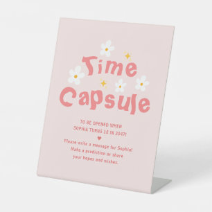 Pink Daisy Geburtstagsparty Time Kapsel Sockelschild