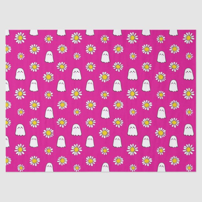 Pink Daisy Ghost Halloween Seidenpapier (Vorderseite)