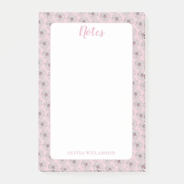 Pink Daisy Girly floral zu tun Notizen (Vorderseite)