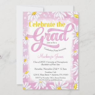 Pink Daisy Graduation Party Einladung Niedliche Bl